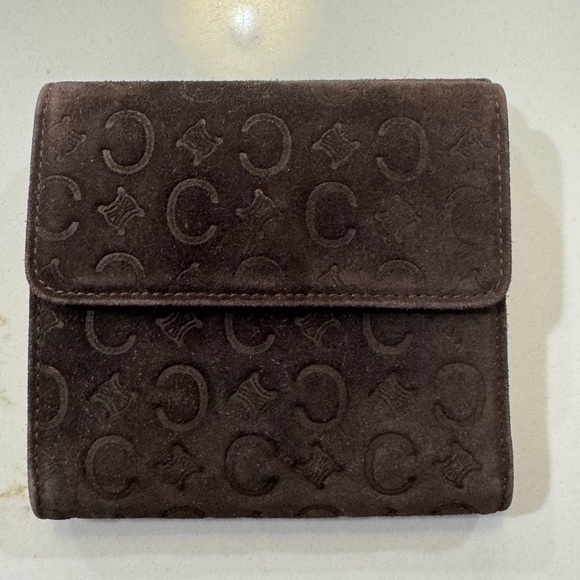 Celine Handbags - Celine Vintage Macadam Suede Trifold Wallet